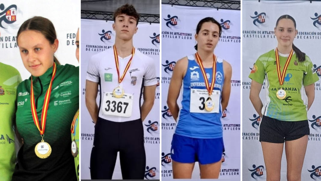 Los cuatro nuevos campeones autonómicos Sub-18 de las Tierras del Duero: Ariadna Andrés (i) Pablo Tardajos, Alejandra Ortuño y Elena Martínez (d). / duerodeporte.com